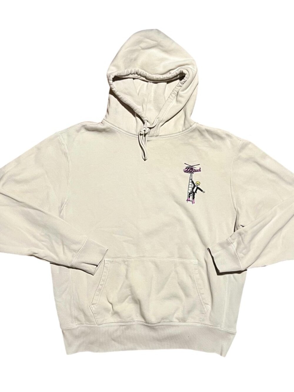 Machine Gun Kelly MGK 2023 Tour Skeleton Helicopter Cream Hoodie, Men's XL